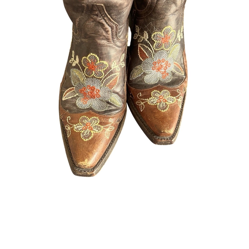 Old Gringo Bonnie Floral Embroidered Brown Snipped Toe Cowboy Western Boot 6.5 - Picture 5 of 10